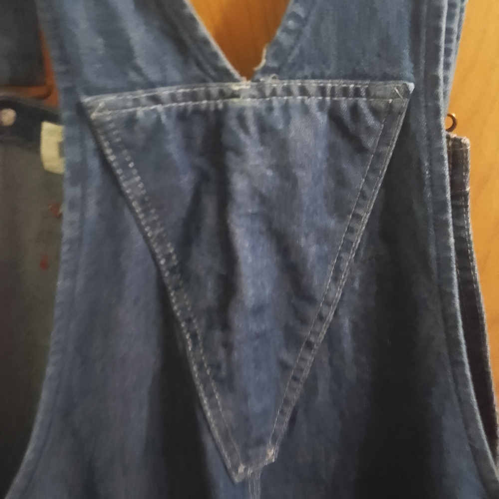 Classic Dark Wash Mens Red Cap Bib Denim Overalls 34/32 - Picture 3 of 16